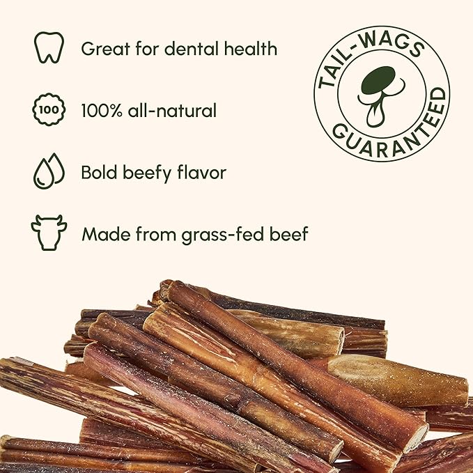 Downtown Pet Supply USA Sourced Bully Sticks for Dogs - Grass-fed Beef Chews, Low-Odor & Rawhide-Free, Long Lasting Dog Treats for Heavy Chewers - Healthy, Safe & Delicious Chews (6" 15 Pack)