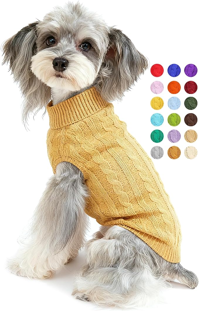 Dog Sweater for Small Medium Large Dogs - Warm Winter Turtleneck Knit Dog Sweaters Soft Pet Cat Clothes Christmas Coat Indoor Outdoor Use for Puppy Kitten Male Female Girl Boy Pets
