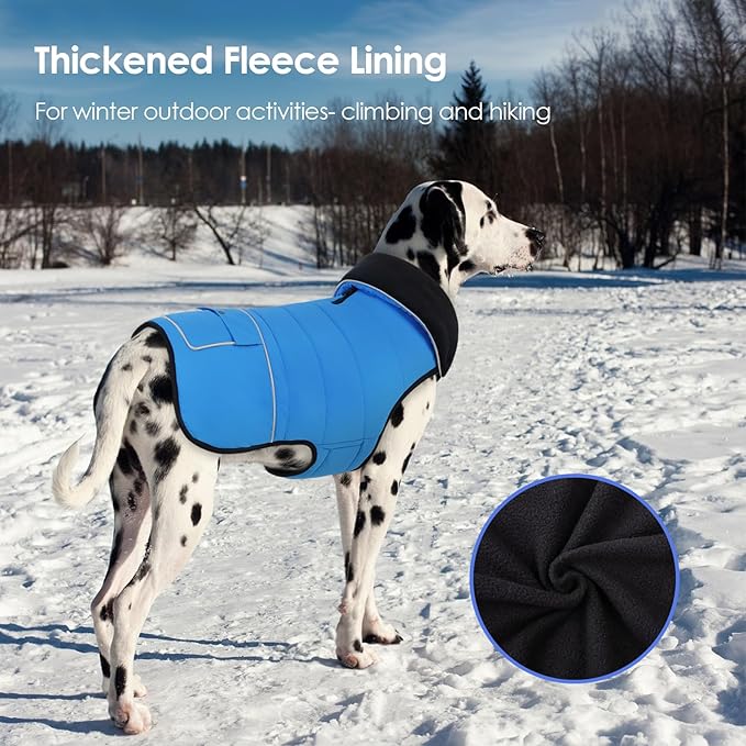 Dog Coat, Small Dog Jacket, Windproof Dogs Puffer Jacket, Fleece Lined Warm Dogs Winter Coat with Harness Hole (Blue S)