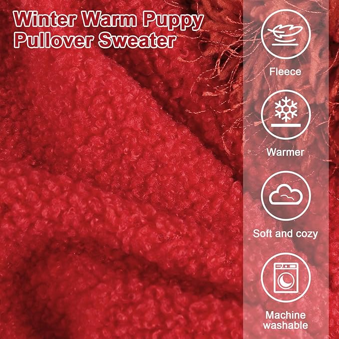Dog Sweater Turtlenecks Dog Sweaters for Small Dogs Winter Fleece Doggy Clothes Puppy Outfits Cold Warm Pet Sweater Coat Doggie Jacket for Chihuahua Yorkie Teacup Cat Apparel, Red, S