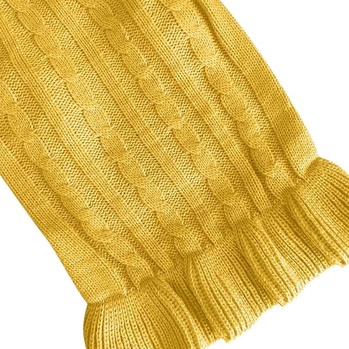 CHBORCHICEN Small Dog Sweaters Knitted Pet Cat Warm Dog Sweatshirt Winter Clothes Kitten Puppy Sweater (S, Dress-Yellow)