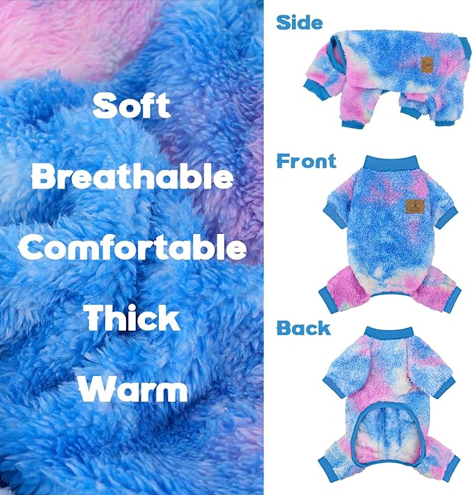 XPUDAC Dog Sweater, Dog Winter Clothes for Small Medium Dogs Girl Boy Fleece Doggy Pajamas for Winter Christmas, Tie-Dye01, XX-Large