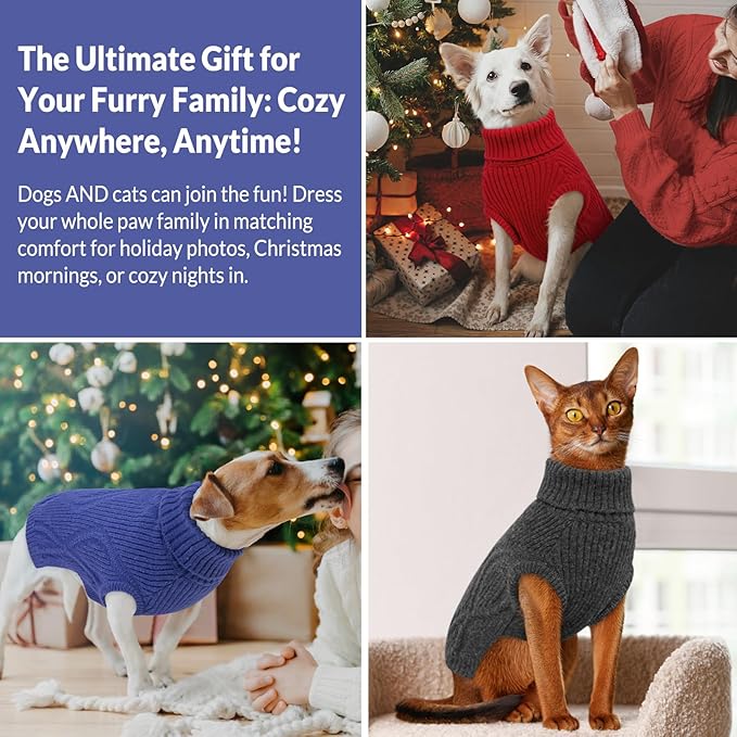 Dog Sweater Pullover, Cable Knit Dog Christmas Sweater, Dogs Sweaters for Small Medium Large Dogs with Harness Hole,Puppy Sweaters Boy Or Girl(Blue,XL)