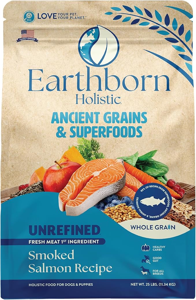 Earthborn Holistic Unrefined Smoked Salmon 25 lb. Ancient Grains & Superfoods Dry Dog Food