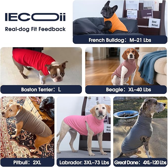 IECOii XXL Dog Sweater - Stretch Fleece Vest with Turtleneck,DarkRed,XX-Large, Warm Christmas Winter Pullover for Large Dogs Pitbulls, Turtleneck Dog Fleece Sweater Coat Cozy Pet Pajamas Sweatshirt