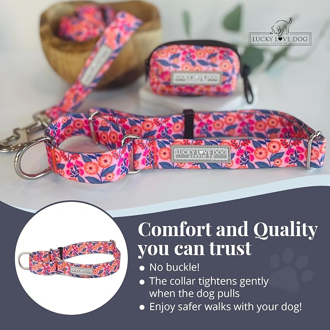 Lucky Love Dog Martingale Collar for Small Dogs No Slip Cute – Rosie, Small