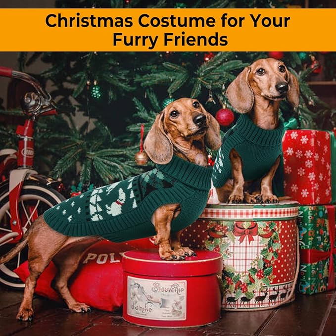 Lelepet Dachshund Sweater, Turtleneck Dog Sweaters for Small Dogs, Warm Pullover Knitted Pet Coat, Cold Weather Dachshund Clothes, Fall/Winter Cozy Outfit (XS-XL)