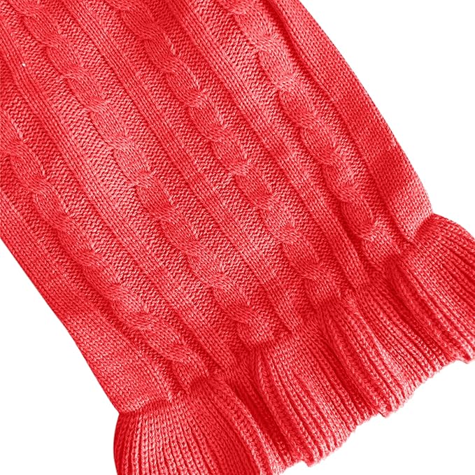 CHBORCHICEN Small Dog Sweaters Knitted Pet Cat Warm Dog Sweatshirt Winter Clothes Kitten Puppy Sweater (L, Dress-Red)
