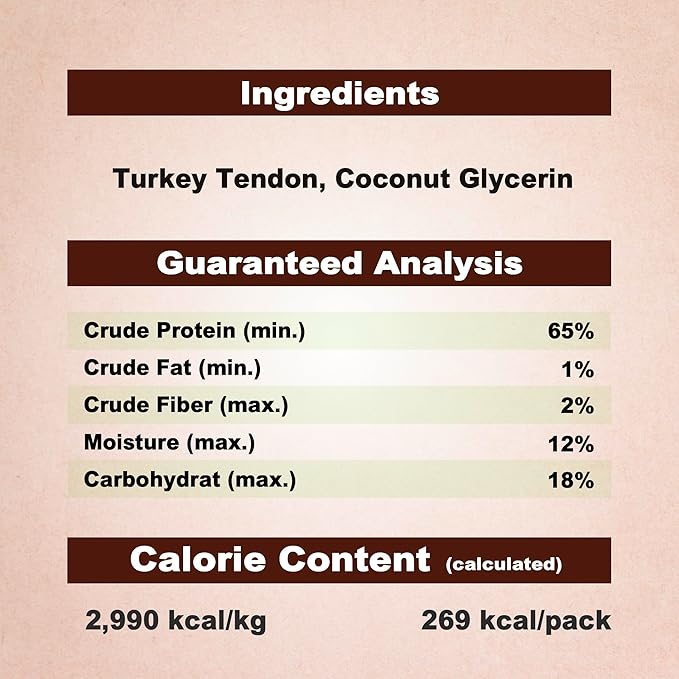 AFreschi Turkey Tendons for Dogs, USA-Sourced, Healthy Dog Treats, Rawhide-Free Puppy Chews, Long Lasting, All Natural, Hypoallergenic Dog Treats for Large Breeds, 1 Count Pack Pretzel (L)
