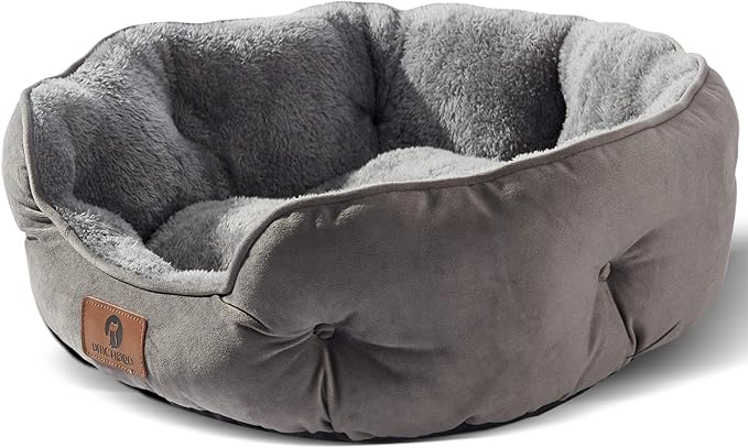 Asvin Large Dog Bed for Large Dogs, Cat Beds for Indoor Cats, Pet Bed for Puppy and Kitty, Extra Soft & Machine Washable with Anti-Slip & Water-Resistant Oxford Bottom, Grey, 35 inches