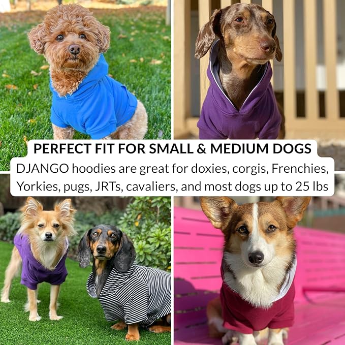 DJANGO Dog Hoodie – Warm Winter Dog Sweater & Fully Lined, Cozy Sweatshirt for Small & Medium Dogs, Dachshunds – Soft, Stretchy, Puppy Hoodie with Leash Portal, Elastic Waistband – Burgundy Red, Small