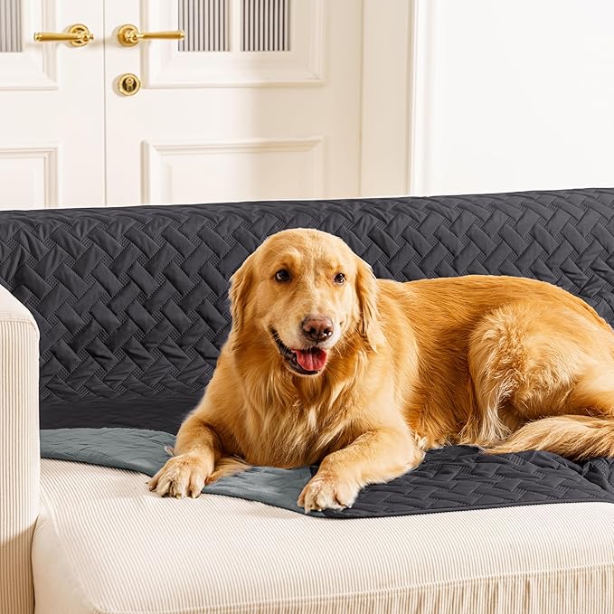 gogobunny 100% Double Sided Waterproof Dog Blanket Soft Pet Bed Cover Reversible Protect Furniture Couch Sofa Car for Puppy Cat (Dark Charcoal/Light Charcoal, 40x50 Inch (Pack of 1))