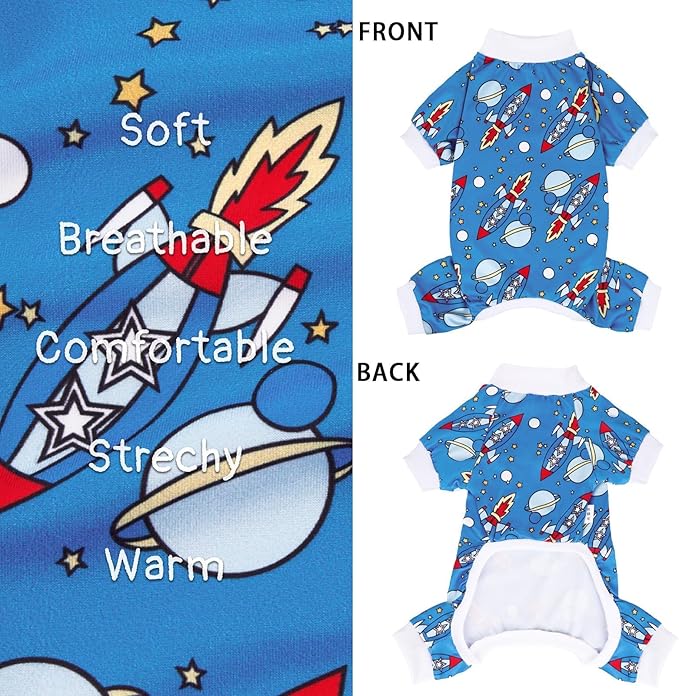 XPUDAC Dog Pajamas Clothes for Small Dogs Boy, Doggie Pjs Puppy Onesies Outfits Pet Clothes Christmas Pajamas, 4 Styles (Universe, X-Small)