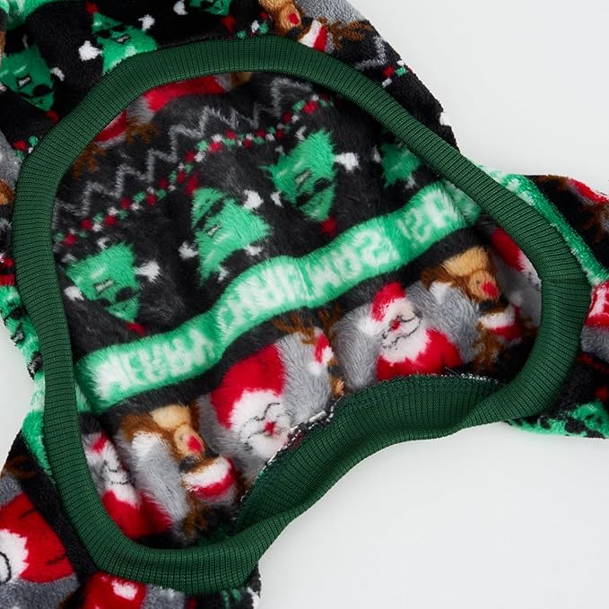 XPUDAC Christmas Dog Pajamas Fleece Dog Sweater Holiday Pet Outfit for Small Medium Dogs Girl Boy Puppy Clothes Onesie, XL
