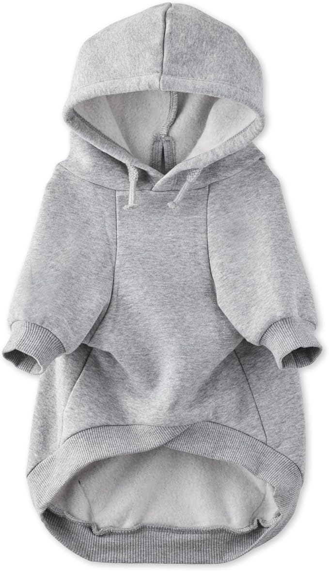 Rocky II - The Extra Comfy Hoodie, Organic Cotton and Recycled Poly Dog Hoodie Pet Coat Sweater for Small, Medium, Large Dogs, Heather Gray, X-Small
