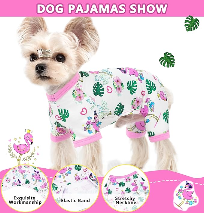 Dog Pajamas Summer Dog Clothes for Small Medium Dogs Boy Girl Doggy Pjs Cute Doggie Onesie Breathable Puppy Clothes Soft Stretchy Cat Pet Outfit (Pink, XX-Large)