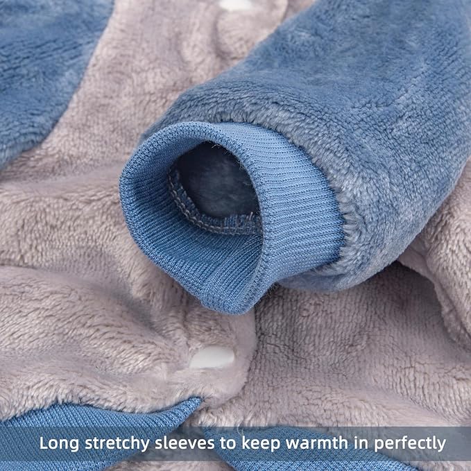 FabriCastle Dog Hoodie Sweater for Small Dogs Boy and Girl, Small Dog Clothes XS XXS Puppy Sweatshirt, Pet Outfit, Cat Clothing Super Soft Warm Snap On Closure (Lightgrey-Blue, Medium)