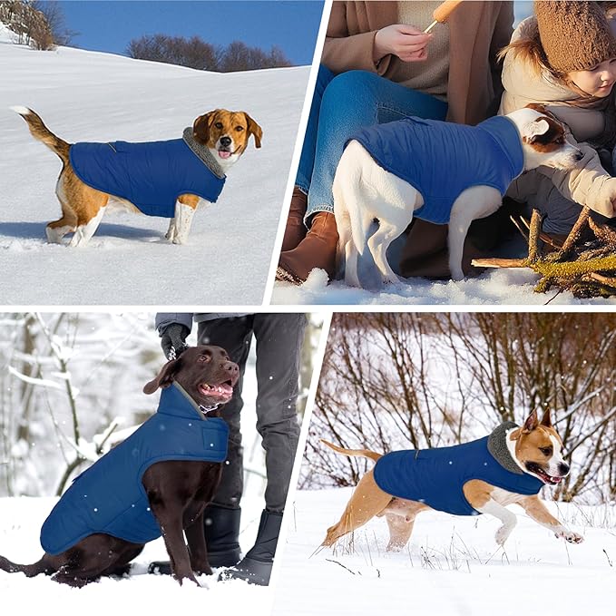 MIGOHI Warm Dog Winter Coat - Winter Dog Jacket, Reflective Windproof Fleece Vest with Leash Hole and Furry Collar