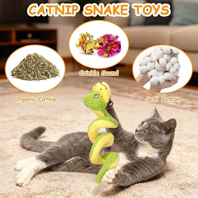 Retro Shaw 14"Snake Cat Toys Catnip Interactive Toy for Indoor Cats Kittens