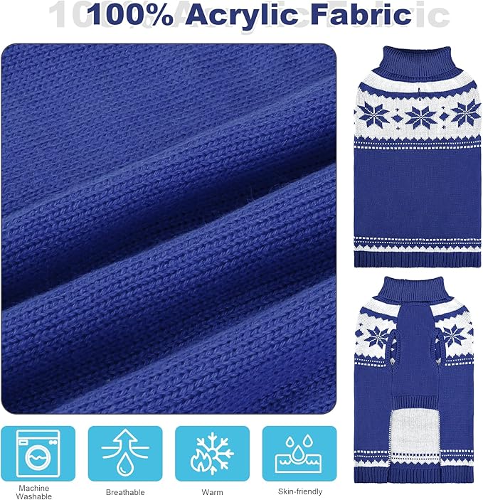 Mihachi Dog Sweater - Winter Coat Apparel Clothes with Colorful Stripes for Cold Weather, Navy Blue SM