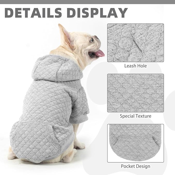 KOOLTAIL Dog Hoodie for Large Dogs, Ultra-Warm & Soft Winter Fall Fleece Large Dog Sweater Hooded Sweatshirt Clothes, Lightweight Pullover Coat for Boy Girl Labrador Great Dane Pitbull, Gray L