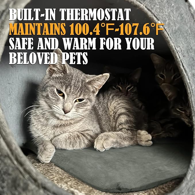 PETNF Outdoor Pet Heating Pad for Cats House Safe Electric Cat Warming Pad Waterproof Heated Cat House for Outside Feral Animal Outdoor Heat Dog Bed Mat 20"X16"