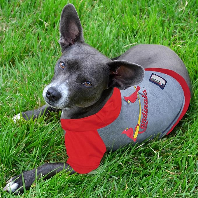 MLB Hoodie Shirt for Dogs & Cats - St. Louis Cardinals Dog Hooded T-Shirt, Medium. - MLB Team Color Hoody Vest for Baseball Fans