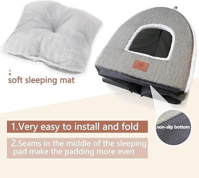 Cat Bed for Indoor Cats - Cat Cave Bed Cat House Cat Tent with Removable Washable Cushioned Pillow, Soft and Self Warming Kitten beds,Cat Beds & Furniture （Large Grey）