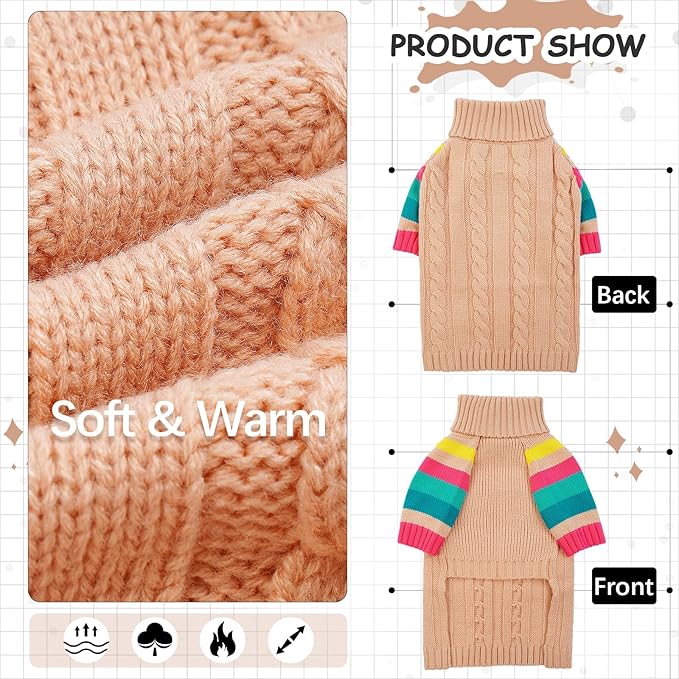 XLarge Dog Sweaters Male Female, Large Dog Sweater Turtleneck Stretchy, XL Dogs Sweaters for Winter Spring Autumn Christmas, Sweater for Extra Large Dogs Collie Pitbull, Pet Knitwear XL