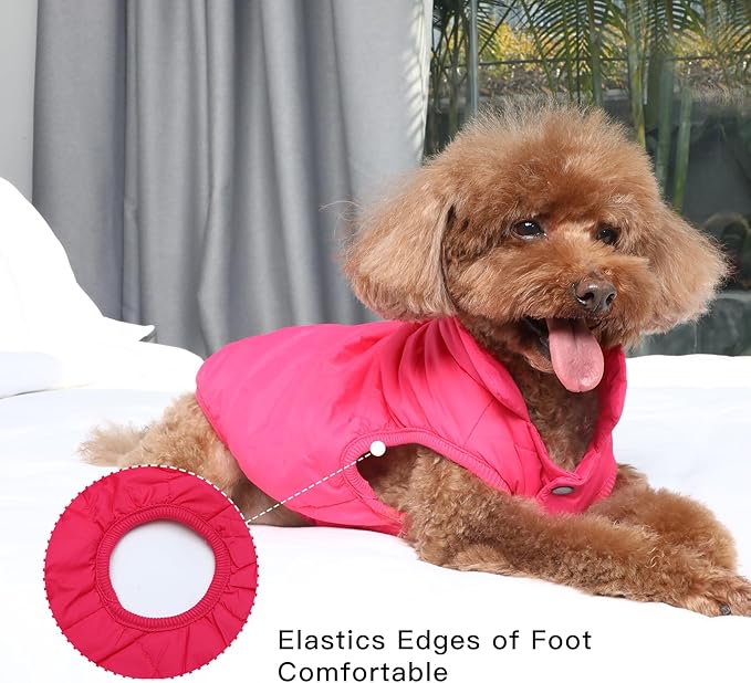 2 Layers Fleece Lined Warm Dog Jacket for Puppy Winter Cold Weather,Soft Windproof Small Dog Coat,Pink M