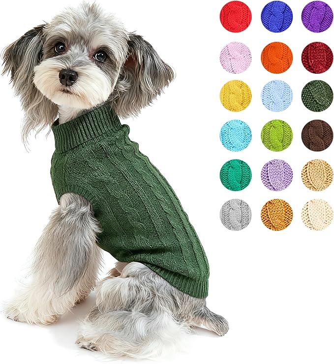 Dog Sweater for Small Medium Large Dogs - Warm Winter Turtleneck Knit Dog Sweaters Soft Pet Cat Clothes Christmas Coat Indoor Outdoor Use for Puppy Kitten Male Female Girl Boy Pets