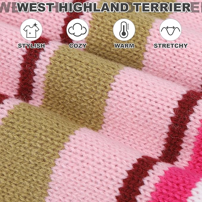 PAWCHIE Dog Sweater - Warm Turtleneck Coat for Large Dogs, Girls & Boys, Stretchy Knitted Outfit with Leash Hole, Pink L/XL