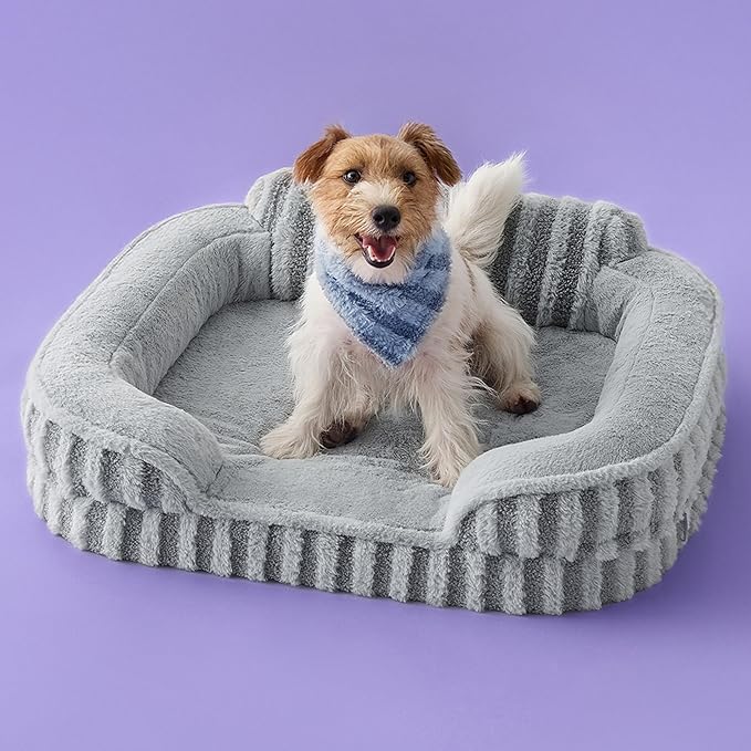 LE SURE Cute Dog Bed Medium Size Dog, Orthopedic Waterproof Medium Pet Beds with Sides, High Back Non-Slip Bottom and Egg-Crate Foam Pet Couch Sofa with Washable Removable Cover, Grey