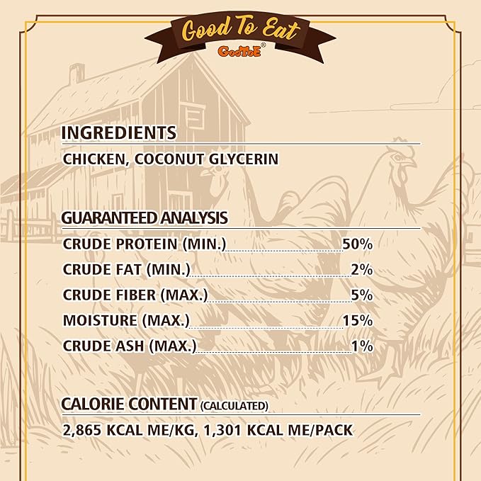 Gootoe Dog Treats, Chicken Jerky for Dogs - Dog Training Treats; High-Protein, Gluten-Free, Hypoallergenic, Grain-Free, Chicken Chips, 1 lb