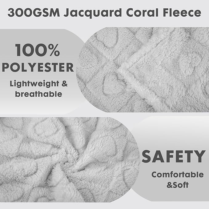 gogobunny Calming Plush Dog Cat Blanket 300GSM Coral Fleece, Ultra-Soft Machine Washable Pet Bedding for Small Medium Dogs Cats Puppies Kittens (Silver, 60x80)