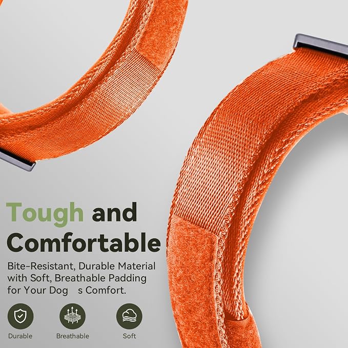 2026 Upgrade Waterproof Tactical AirTag Dog Collar, Built in AirTag Holder | Comfortable Control Handle, Quick Release Metal Buckle, Durable 1000D Nylon, For Medium to Large Dogs, Orange,L