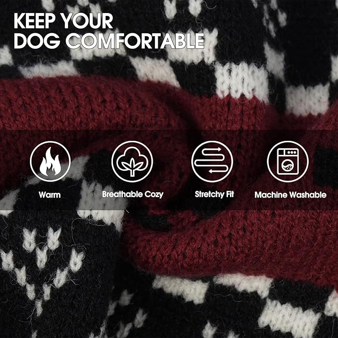 IECOii XXL Dog Sweater for Large Dogs Boy, Pitbull Sweater for Dogs Boy with Sleeve, Warm Male Fall Knitwear Mid Neck Pullover,Cozy & Elastic Dog Winter Sweaters for Cold Days, DarkRed, 2XL