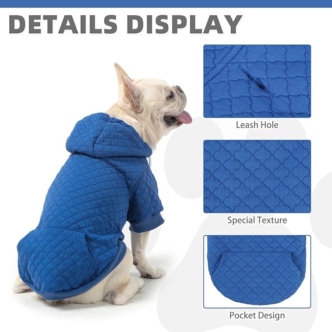 KOOLTAIL Small Dog Sweater, Ultra-Warm & Soft Winter Fall Sphynx Cat Clothes for Cats Only, Lightweight Dog Hoodie Sweatshirt for Small Dogs Boy Girl Yorkie, Chihuahua, Shih-Tzu, Puppy,Blue XXS