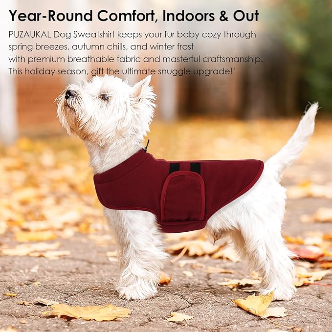 Dog Sweater,Adjustable Dog Sweaters for Small, Medium and Large Dogs Boys Girls, Dachshund Chihuahua Fleece Dogs Sweater (Burgundy,XS)