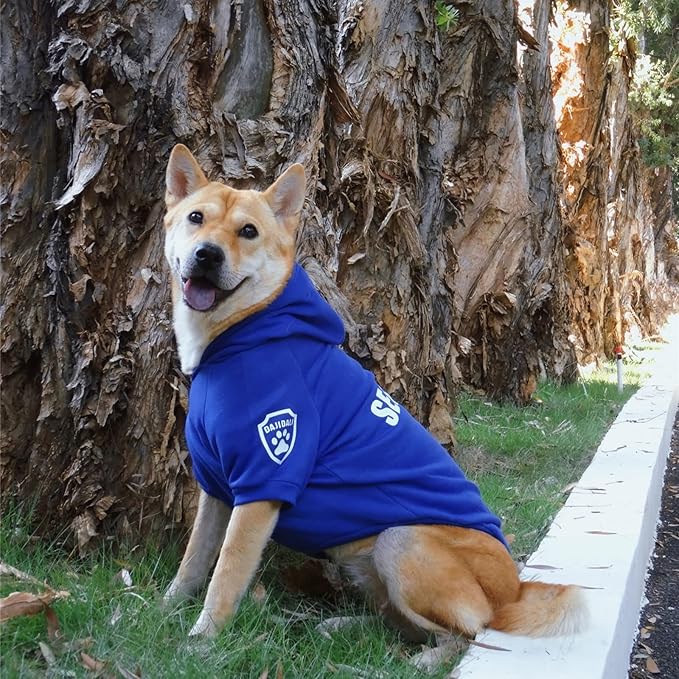 Dog Security Hoodie with Glow-in-The-Dark Prints DAJIDALI Dog Clothes Apparel Winter Sweatshirt Warm Sweater Jacket Coat Hoodie for Small Medium Large Dog Cat