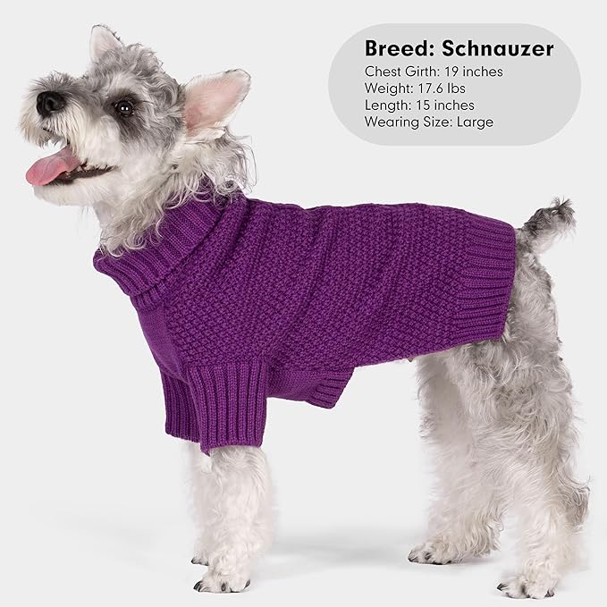 cyeollo Dog Sweater Pullover Turtleneck for Dogs, Classic Knitwear Fall Winter Cold Weather Doggie Clothes Warm Pet Apparel Small Dog Sweaters, Purple M