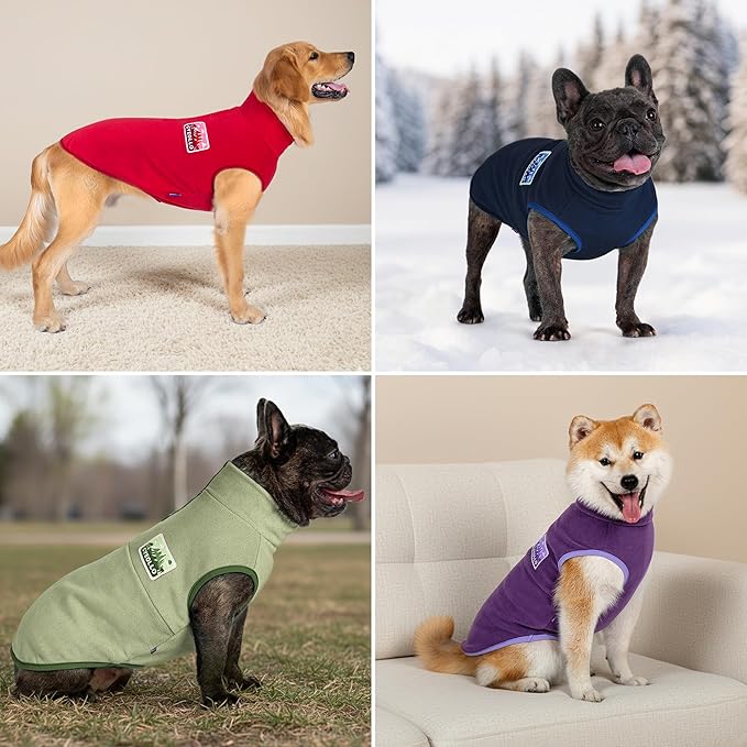 cyeollo Fleece Dog Sweater, Soft Stretchy Fleece Dog Jacket Pullover Turtleneck Dogs Vest Lightweight Coat Warm Winter Pet Clothes, Green XXL