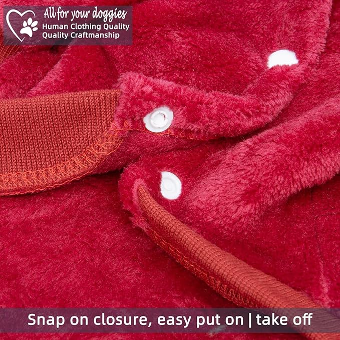 FabriCastle Dog Hoodie Sweater for Small Dogs Boy and Girl, Dog Clothes XS XXS Puppy Sweatshirt, Pet Outfit, Cat Clothing Super Soft Warm Snap On Closure (Wine red, X-Large)