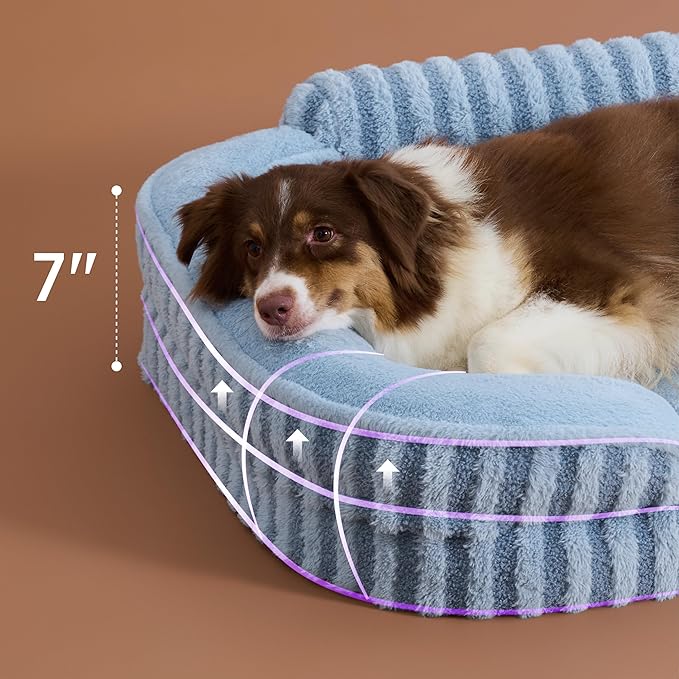 LE SURE Cute Dog Beds for Extra Large Dogs, Orthopedic Waterproof XL Pet Bed with Sides, High Back Non-Slip and Egg-Crate Foam Big Dog Couch Sofa with Washable Removable Cover, Blue