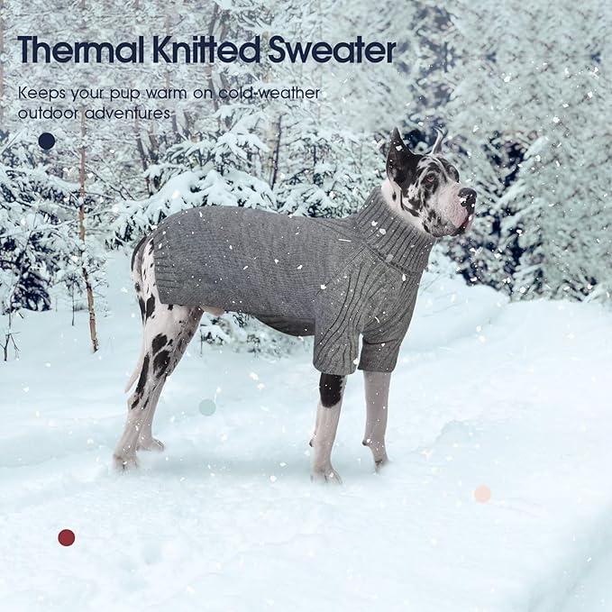 IECOii XXXL Dog Sweater,Warm Dog Sweaters for Extra Large Dogs Girl Boy,Stretchy & Cozy,Turtleneck Knitted Pullover for Pet Wear On Holiday,Easy On Doggy Sweatshirt for Labrador (Light Grey,XXXL)
