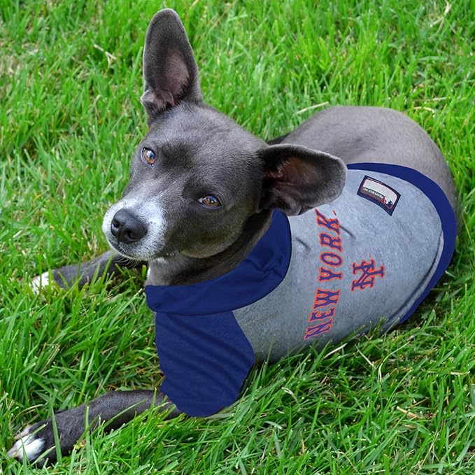 MLB Hoodie Shirt for Dogs & Cats - New York Mets Dog Hooded T-Shirt, X-Small. - MLB Team Color Hoody Vest for Baseball Fans