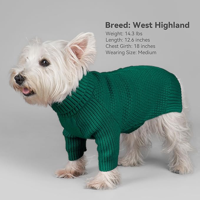 cyeollo Dog Christmas Sweater Pullover Turtleneck for Dogs, Classic Knitwear Fall Winter Cold Weather Dog Clothes Warm Pet Apparel Small Medium Large Dog Sweaters, Green XL