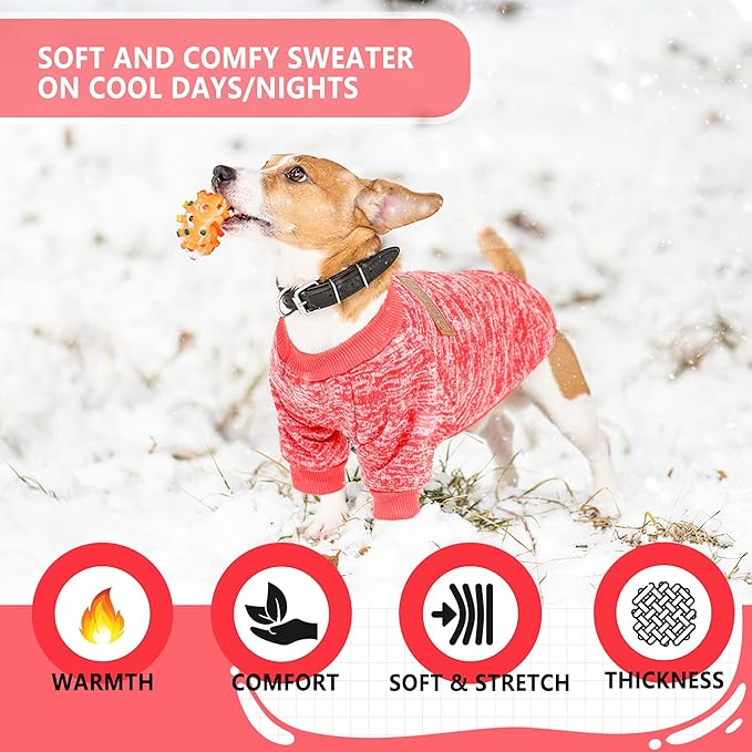 2 Pieces Dog Sweaters for Small Dogs Dog Clothes Female Winter Fleece Puppy Sweaters Warm Pet Outfit for Yorkie, Chihuahua, Bulldog, Dachshund, Pug