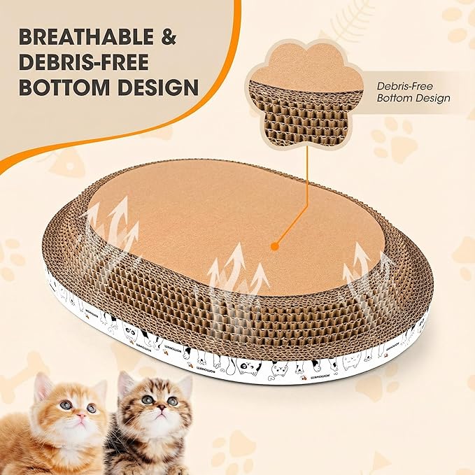 3 Pack Large Cardboard cat Scratcher, Oval cat Scratcher Pad Scratching Board Bed Durable, Bowl-Shaped Cat Scratch Couch Lounger Sofa for Indoor Cats Grinding Claw Furniture Protector.