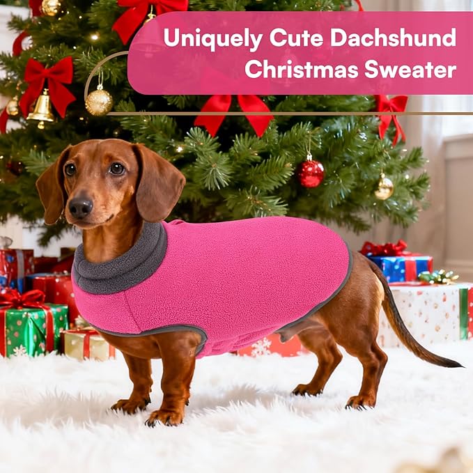 Queenmore Dog Sweater,Soft Fleece Vest Pullover Dogs Jacket with Elastic Stretchable,Warm Winter Dog Coats Cold Weather Doggy Dachshund Sweaters for Small Dogs Cats Boy or Girl (Pink, 2XL)
